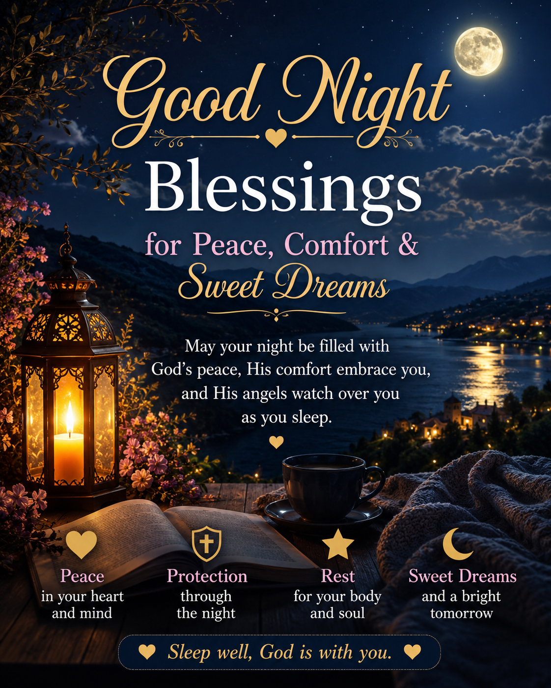 250+ Good Night Blessings for Peace, Comfort & Sweet Dreams